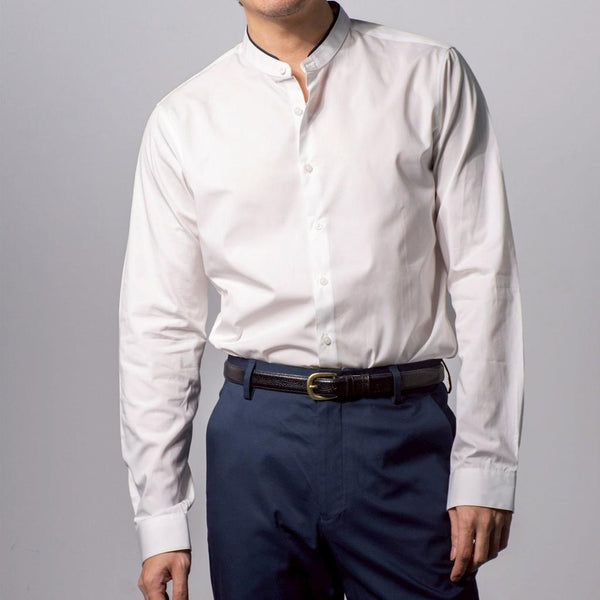 era-won เสื้อเชิ้ตเอราวอนแขนยาว คอจีน QUIET LUXURY SHIRT LONG MEN SLIM BAND COLLAR สี White