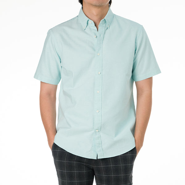 era-won เสื้อเชิ้ต Oxford shirts Mercerizing แขนสั้น สี Green London 