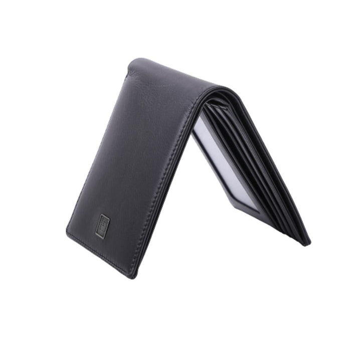 Guy Laroche กระเป๋าสตางค์หนังเรียบ พับสั้น 8 การ์ด สีดำ(BW11614W5BLS1) ICCSHOPPING