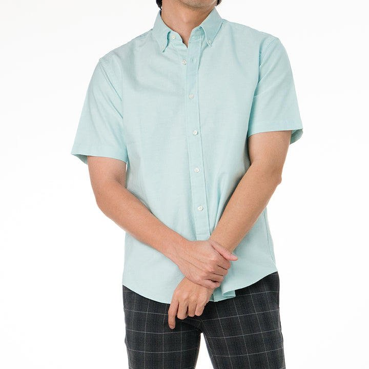 era-won เสื้อเชิ้ต Oxford shirts Mercerizing แขนสั้น สี Green London 
