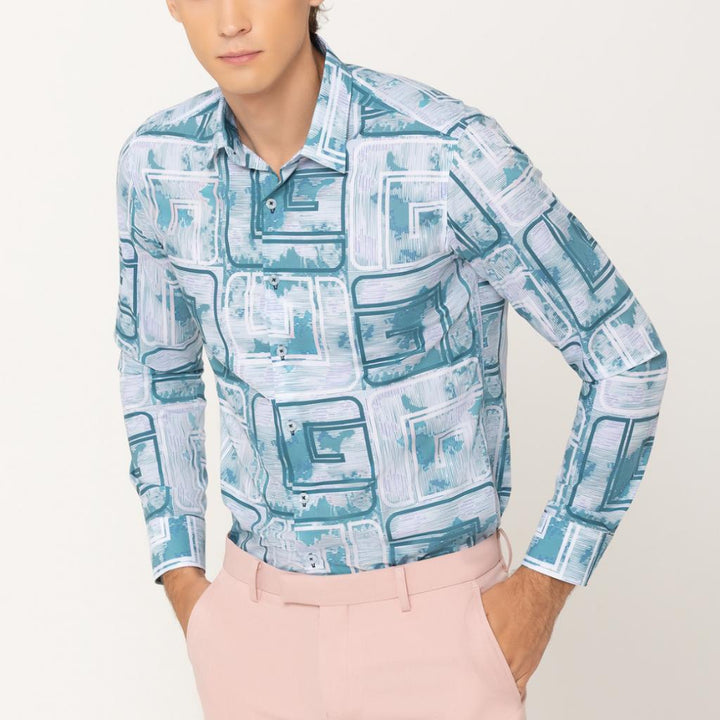 Guy Laroche เสื้อเชิ้ตแขนยาว สีฟ้า ผ้า 100% Polyester ทรง SLIM FIT รุ่น BAB7200W5BU ICCSHOPPING