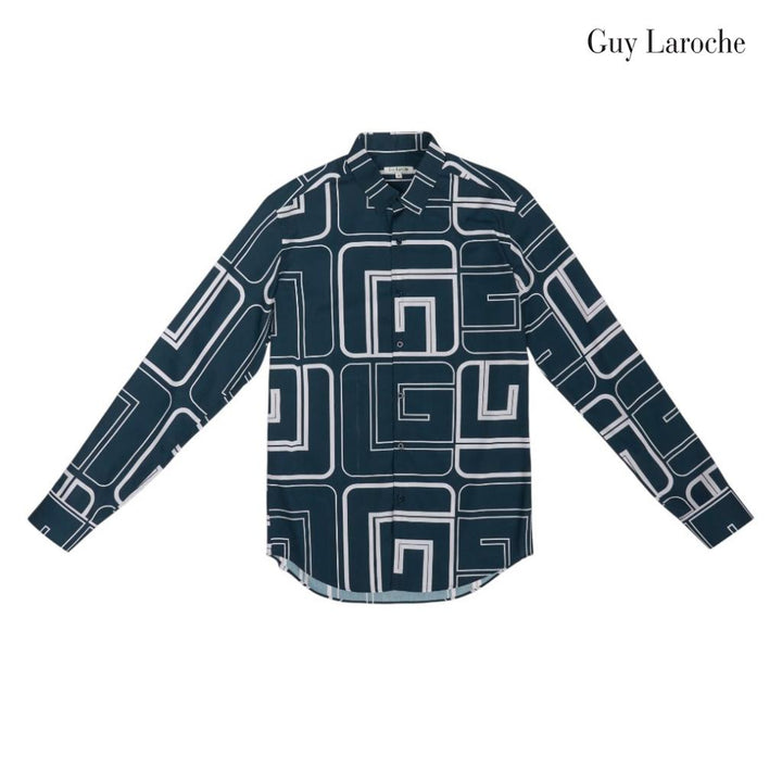Guy Laroche เสื้อเชิ้ตแขนยาว สีกรม ผ้า 100% Polyester ทรง SLIM FIT รุ่น BAB7201W5NV ICCSHOPPING