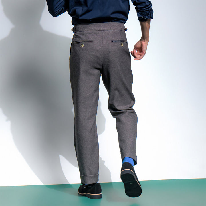 era-won กางเกงขายาว รุ่น DOUBLE BELTS TROUSERS สี Motion grey 