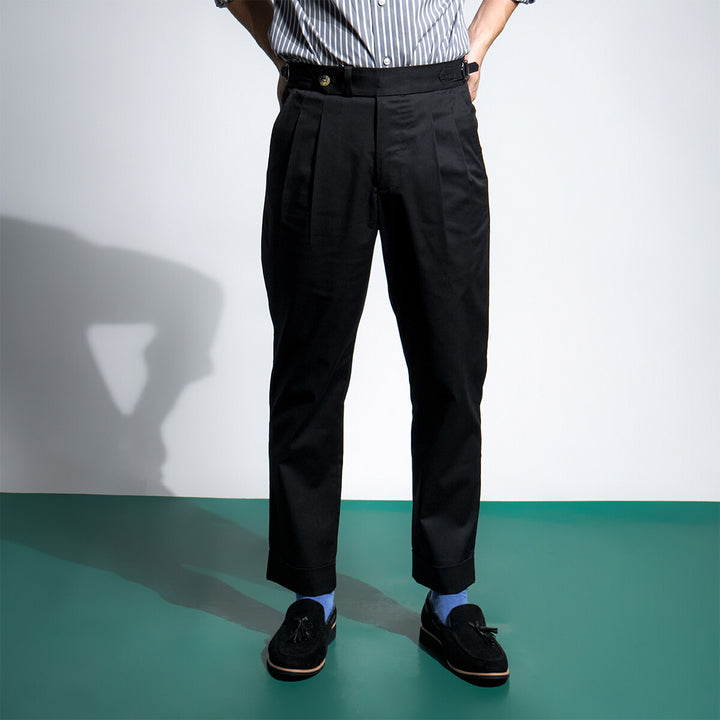 era-won กางเกงขายาว รุ่น DOUBLE BELTS TROUSERS สี Black 