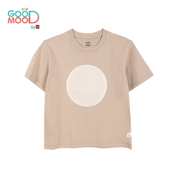 Good Mood by bsc เสื้อยืดคอกลม แขนสั้น สีเบจ + PATCHES ลายผลไม้ 6 ชิ้น สำหรับเด็กอายุ 2-9 ปี ผ้าคอตตอน ICCSHOPPING
