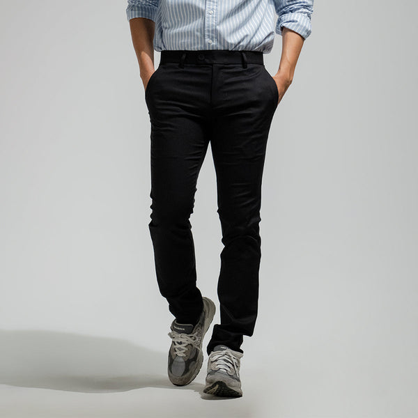 era-won กางเกงสแลคขายาว ทรงเดฟ Super Skinny  มียางยืด รุ่น Workday University - R สี Student Black (ดำ) ICCSHOPPING