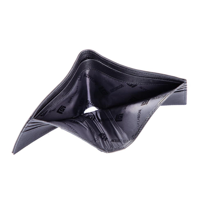 Guy Laroche กระเป๋าสตางค์หนังอัดลาย พับสั้น 6 การ์ด สีดำ(BW30613W5BLS1) ICCSHOPPING