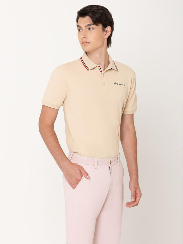 Guy Laroche เสื้อโปโลแขนสั้น สีเบจ ใส่สบาย สีสด ไม่ซีดง่าย ทรง Extra FIT รุ่น BKL6301W5BE ICCSHOPPING