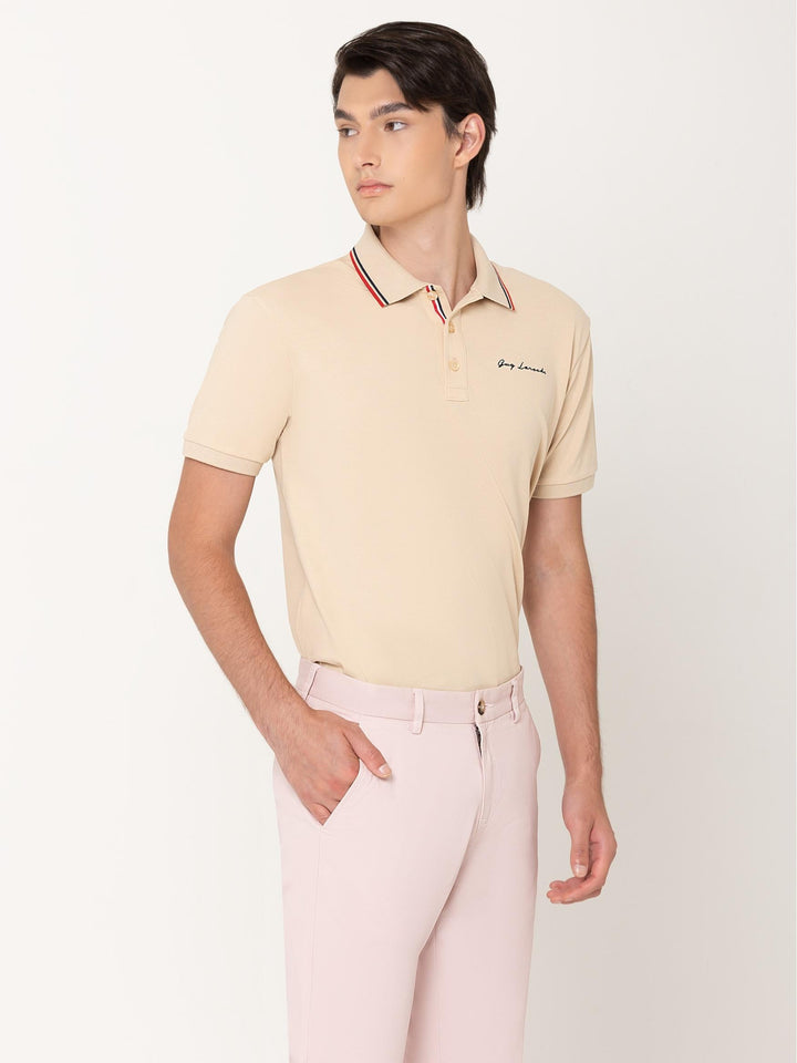 Guy Laroche เสื้อโปโลแขนสั้น สีเบจ ใส่สบาย สีสด ไม่ซีดง่าย ทรง Extra FIT รุ่น BKL6301W5BE ICCSHOPPING