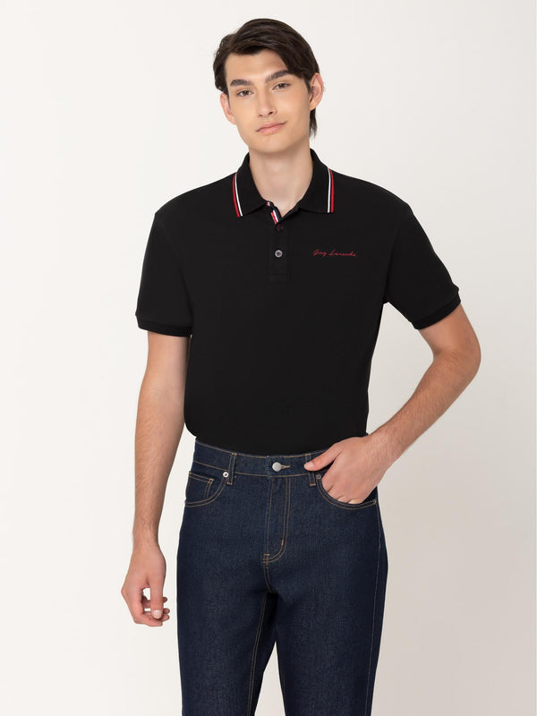 Guy Laroche เสื้อโปโลแขนสั้น สีดำ ใส่สบาย สีสด ไม่ซีดง่าย ทรง Extra FIT รุ่น BKL6301W5BL ICCSHOPPING