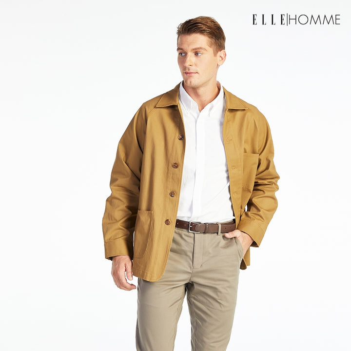ELLE HOMME เสื้อแจ็คเก็ตผู้ชาย สไตล์ Casual สีเบจ W8J237 