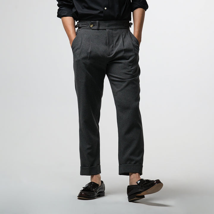 era-won กางเกงขายาว รุ่น Double Belts Trousers V1 ทรง Skinny Crop เอวสูง สี Opera Grey (เทาเข้ม) 