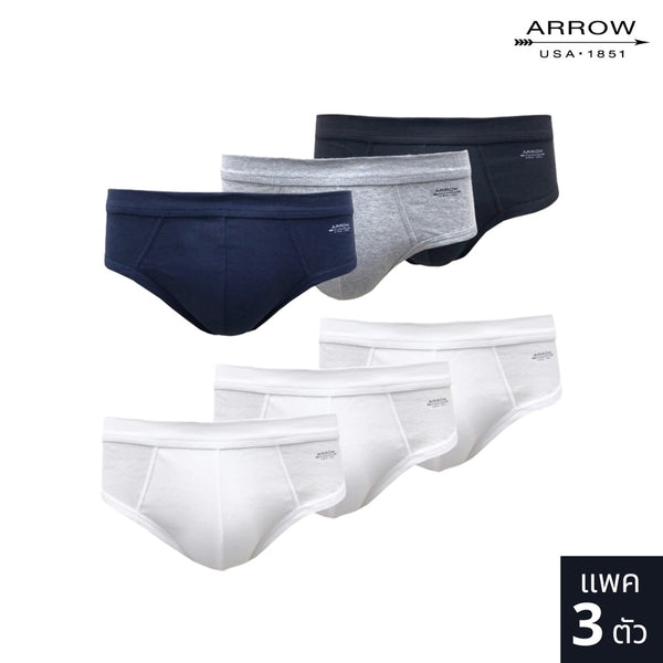 ARROW COTTON RIB (PACK 3ตัว) แอร์โรว์ กางเกงในคอตต้อนริบ กางเกงชั้นในของสุภาพบุรุษ มี 2 Set สีให้เลือก MXWH93C 