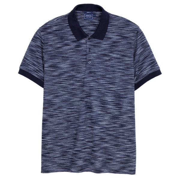 ARROW POLO   เสื้อโปโล ผ้าลาย Slub ทรง Smart  สีกรม MPCM934-NV 