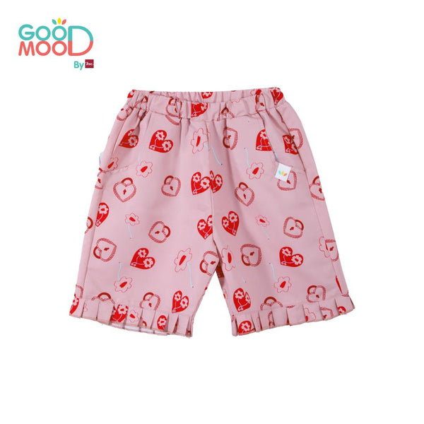 GOOD MOOD กางเกง สามส่วนพิมลายหัวใจ สีชมพู สำหรับเด็กอายุ 2-9 ปี