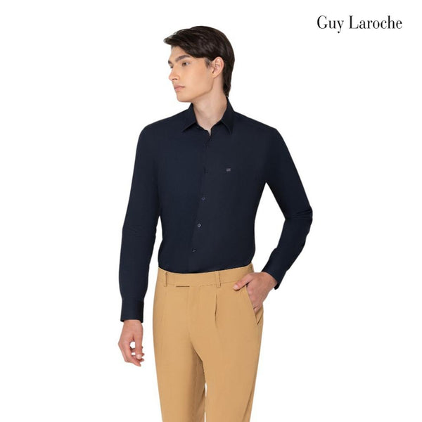 Guy Laroche เสื้อเชิ้ต PET แขนยาว สีกรม ทรง SLIM FIT รุ่น BAB6200W5NV ICCSHOPPING