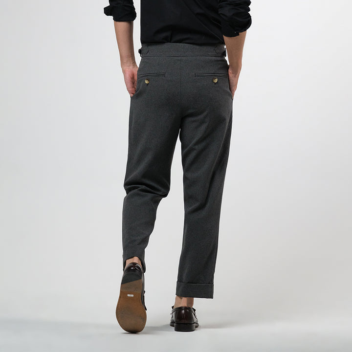 era-won กางเกงขายาว รุ่น Double Belts Trousers V1 ทรง Skinny Crop เอวสูง สี Opera Grey (เทาเข้ม) 