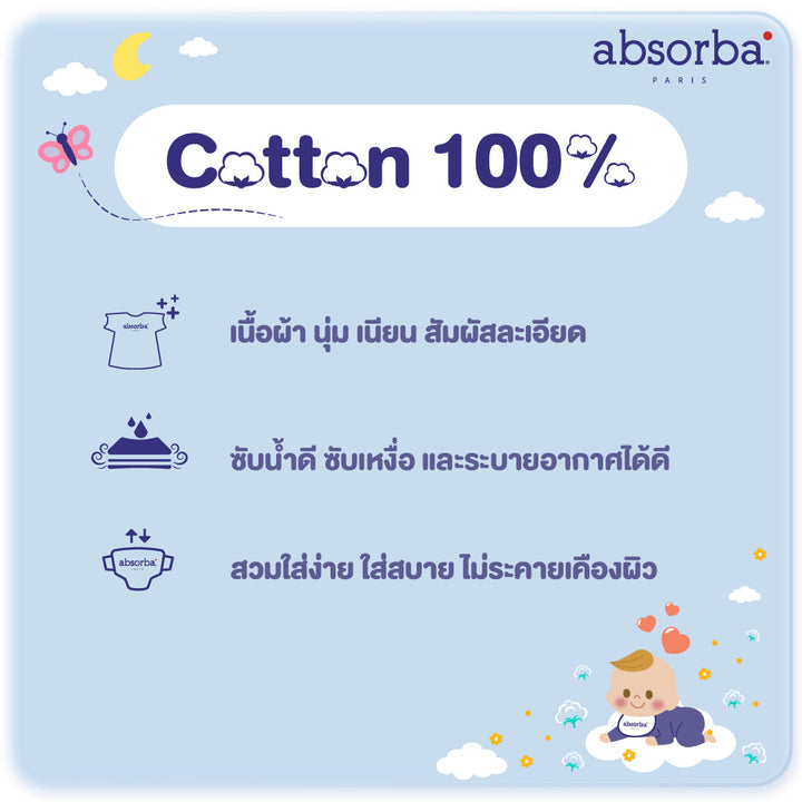 แอ็บซอร์บา  (แพ็ค 1 ผืน) ผ้าขนหนู ลายน้องหมี มีให้เลือก 2 สี รุ่น Cotton Print ทอ 2 ด้าน -  tw ICCSHOPPING