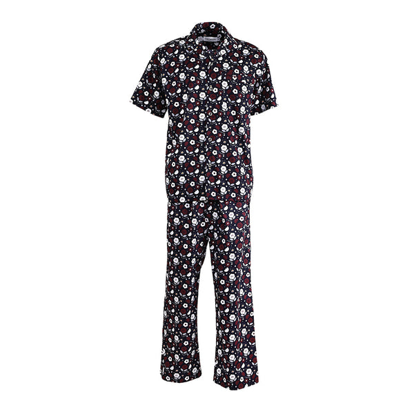 Guy Laroche ชุดนอน (แขนสั้น ขายาว) ลายพิมพ์ Cotton 100% สีกรม Guy Laroche