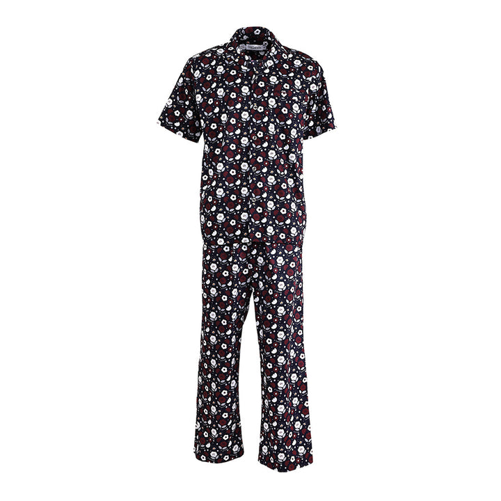 Guy Laroche ชุดนอน (แขนสั้น ขายาว) ลายพิมพ์ Cotton 100% สีกรม Guy Laroche