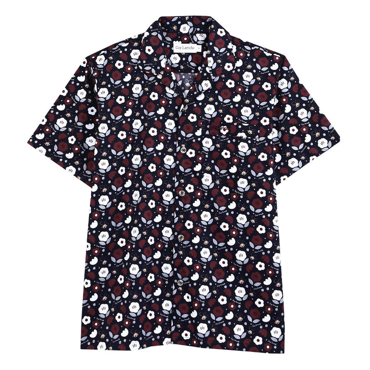 Guy Laroche ชุดนอน (แขนสั้น ขายาว) ลายพิมพ์ Cotton 100% สีกรม Guy Laroche