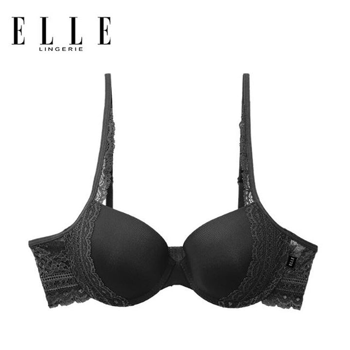 ELLE Lingerie Moulded Bra ยกทรงเสริม Push-up เต้าเรียบตัดต่อลูกไม้ - LB7534 Elle