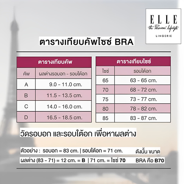 ELLE Lingerie Padded bra ยกทรงรูปแบบไม่มีโครงตกแต่งลูกไม้ - LB6719 Elle