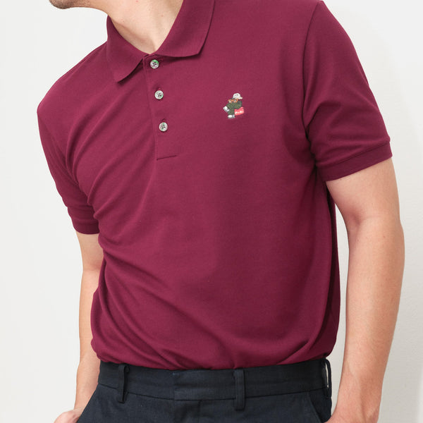 era-won เสื้อโปโลแขนสั้น ทรงสลิม Polo collection “ART TOY" สี Maroon 