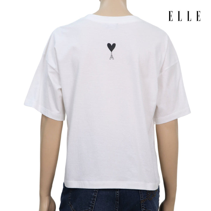 ELLE เสื้อยืด T-SHIRT ผ้า COTTON แขนสั้น ทรง CROP สกรีนลายกราฟฟิค รุ่น W3K702 ICCSHOPPING