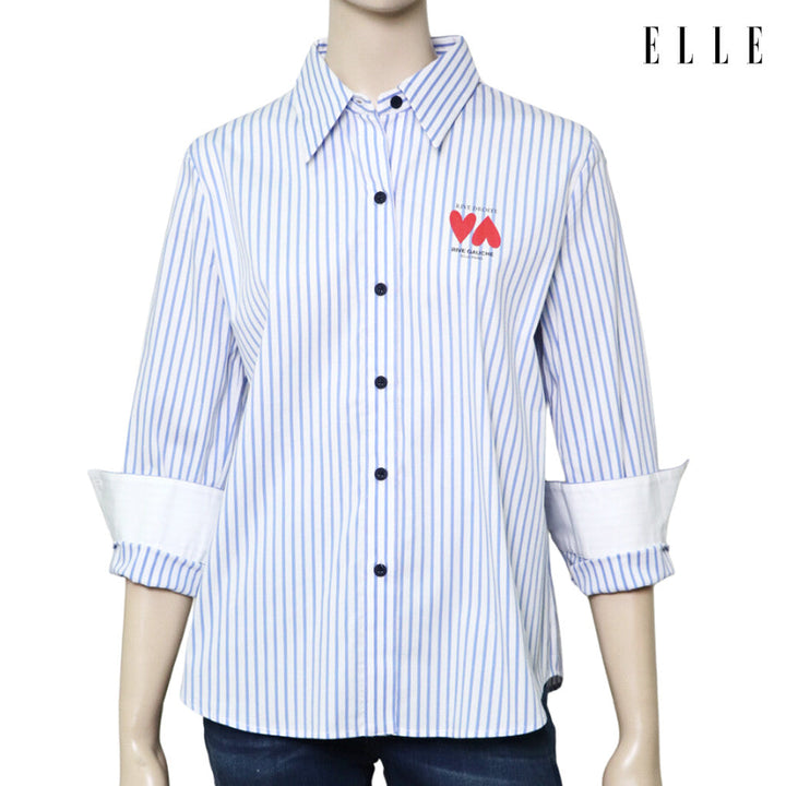 ELLE เสื้อเชิ๊ตผ้า COTTON/NYLON/SPANDEX ลายริ้ว แขนยาว ทรง BASIC รุ่น W3B337 ICCSHOPPING