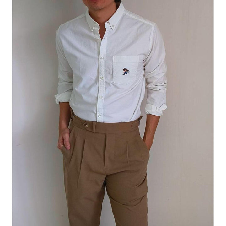 era-won เสื้อเชิ้ต ทรงปกติ Oxford Shirt collection “ART TOY" แขนยาว คอปก สี White 