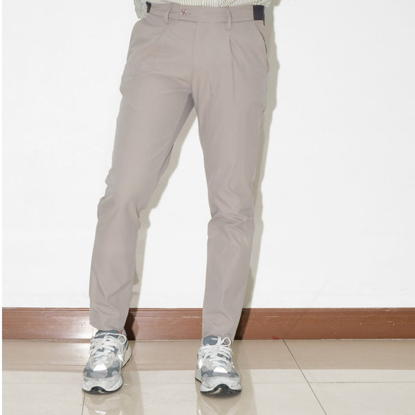 era-won กางเกง รุ่น GOLF FABRIC (065)  ทรงกระบอกเล็ก ขาเต่อ เอวยางยืด สี Light Grey 