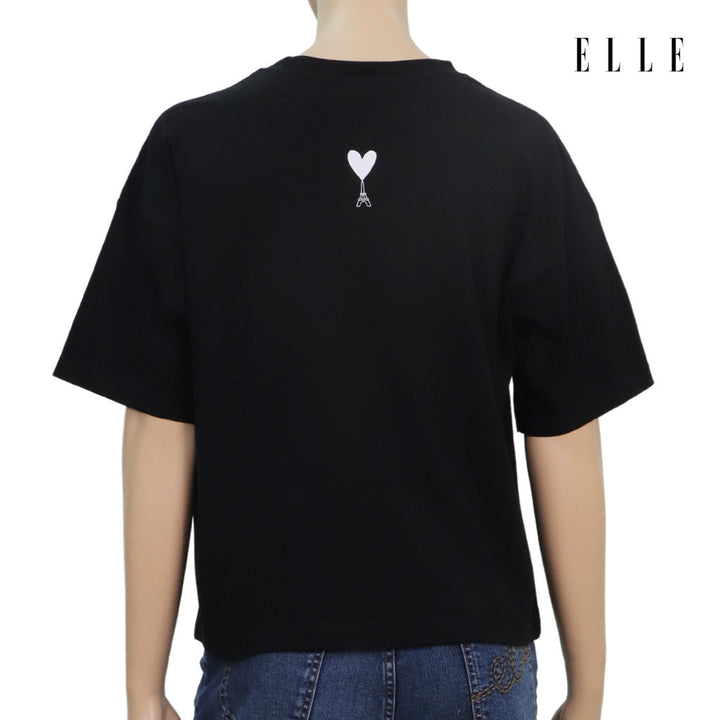 ELLE เสื้อยืด T-SHIRT ผ้า COTTON แขนสั้น ทรง CROP สกรีนลายกราฟฟิค รุ่น W3K702 ICCSHOPPING