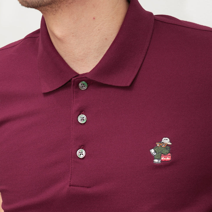 era-won เสื้อโปโลแขนสั้น ทรงสลิม Polo collection “ART TOY" สี Maroon 