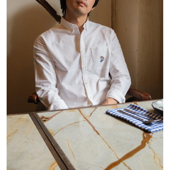 era-won เสื้อเชิ้ต ทรงปกติ Oxford Shirt collection “ART TOY" แขนยาว คอปก สี White 