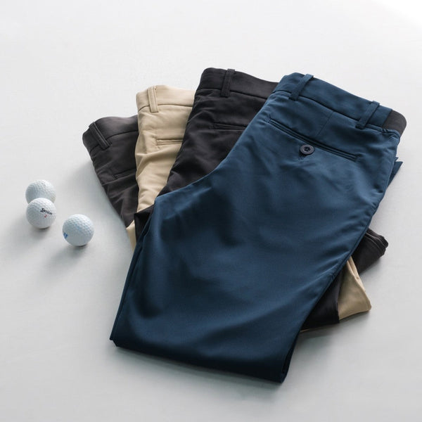 era-won กางเกง รุ่น GOLF FABRIC (065)  ทรงกระบอกเล็ก ขาเต่อ เอวยางยืด สี Black ICCSHOPPING
