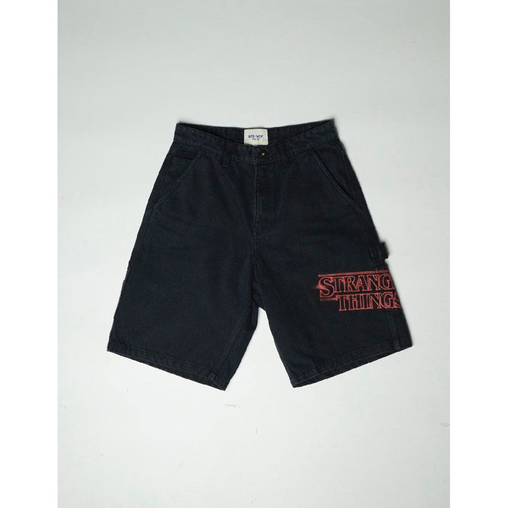era-won กางเกงยีนส์ขาสั้น SHORTS x STANGER THINGS สี Black ICCSHOPPING