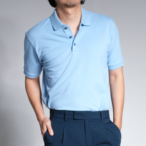 era-won เสื้อโปโลแขนสั้น ทรงสลิม Polo Shirt สี Light Blue ICCSHOPPING