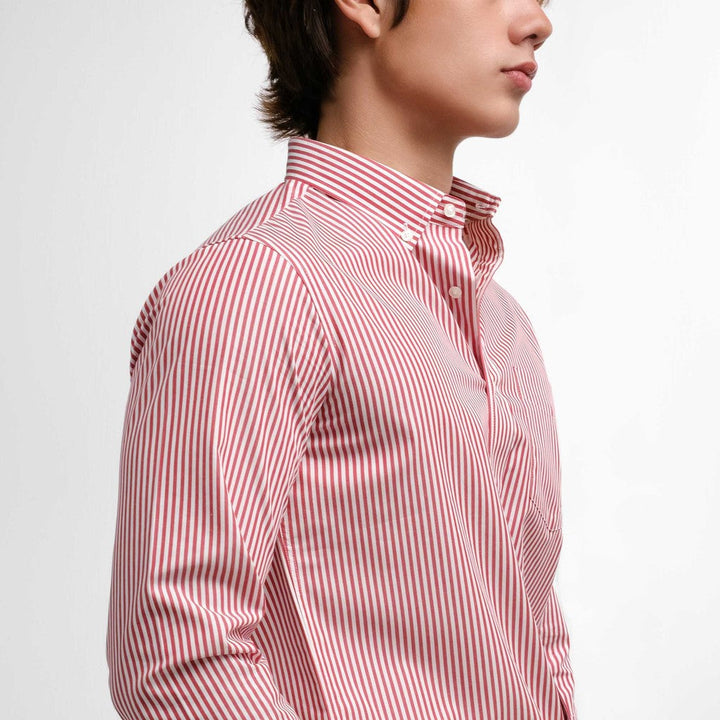 era-won Premium Quality เสื้อเชิ้ต คอปก Dress shirt Regular Shirt แขนยาว สี Red Teen era-won