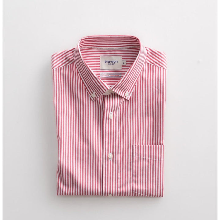 era-won Premium Quality เสื้อเชิ้ต คอปก Dress shirt Regular Shirt แขนยาว สี Red Teen era-won