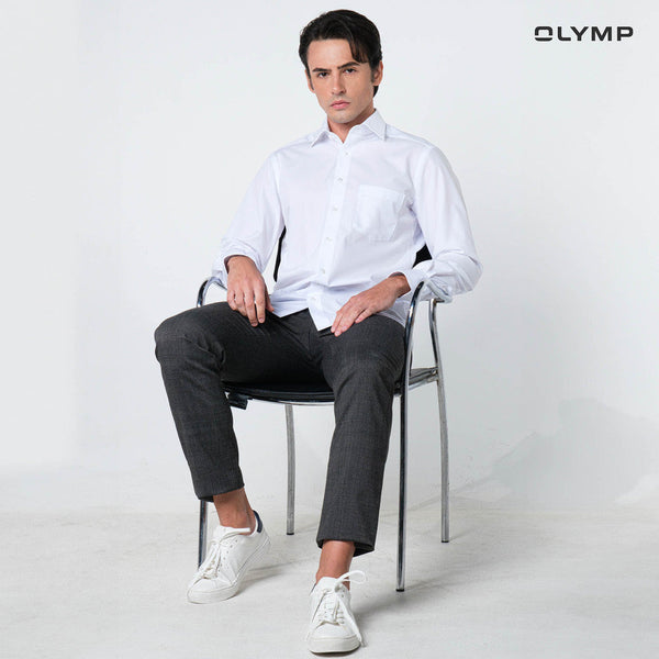 (แพ็ค 2 ตัว) OLYMP LUXOR Shirt เสื้อเชิ้ตชาย สีขาว ผ้าเรียบ ทรงหลวม ใส่สบาย รีดง่าย NOSLUX  เสื้อเชิ้ตทำงาน ชุดทำงาน ICCSHOPPING