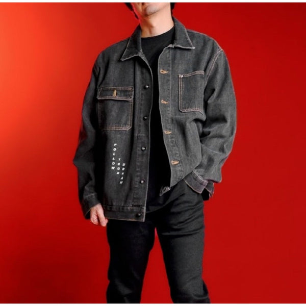 era-won เสื้อยีนส์ DENIM JACKET OVERSIZE ART TOY สี Black ICCSHOPPING