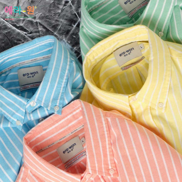 era-won Premium Quality เสื้อเชิ้ต คอปก Dress shirt Regular Shirt แขนยาว สี Rainbow 4 colors ICCSHOPPING