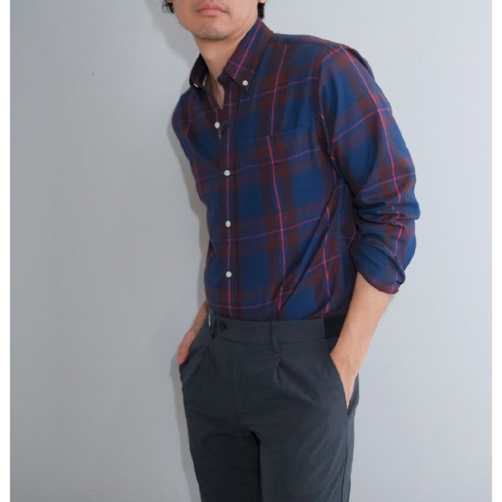 era-won Premium Quality เสื้อเชิ้ต คอปก Dress shirt Regular Shirt แขนยาว สี RD ICCSHOPPING