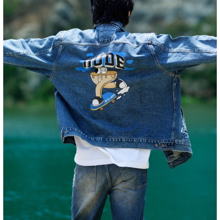 era-won เสื้อยีนส์ DENIM JACKET OVERSIZE ART TOY สี Blue ICCSHOPPING