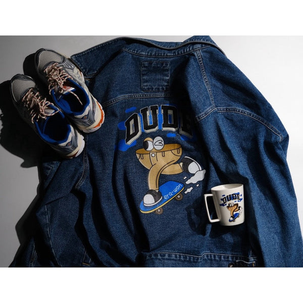 era-won เสื้อยีนส์ DENIM JACKET OVERSIZE ART TOY สี Blue ICCSHOPPING