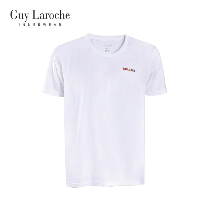 Guy Laroche เสื้อยืดแขนสั้น 100%Cotton สวมใส่สบาย โดดเด่นด้วยโลโก้แบรนด์มีมิติ 3D Rubber (JVU4503) Guy Laroche