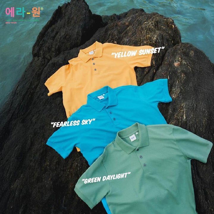 era-won เสื้อโปโล แขนสั้น ทรงสลิม Polo Shirt แพค 3 ตัว 3 สี (เขียวอ่อน ฟ้า เหลือง) ICCSHOPPING