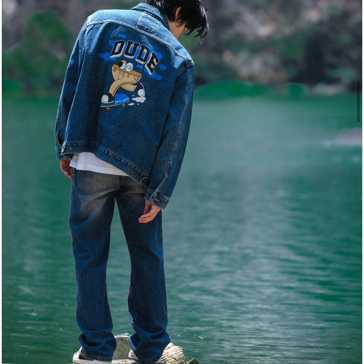 era-won เสื้อยีนส์ DENIM JACKET OVERSIZE ART TOY สี Blue ICCSHOPPING