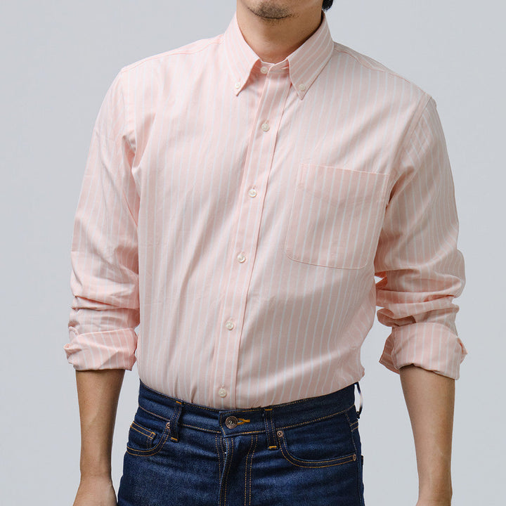 era-won Premium Quality เสื้อเชิ้ต คอปก Dress shirt Regular Shirt แขนยาว สี Hawaii Pink ICCSHOPPING